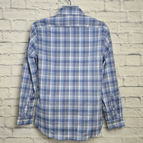 Tommy Hilfiger Shirt Mens Medium 15 1/2 32/33 Blue Plaid Long Sleeve Button Down - Picture 2 of 16